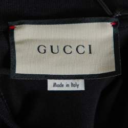 Pre Owned Gucci Black Logo Printed Cotton Oversized Crewneck T-Shirt XS