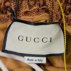 Pre Owned بنطلون رياضي غوتشي تقني تفاصيل مخطط جانبي جيرسي بني مقاس صغير جدا