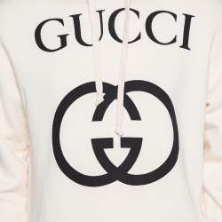 Gucci Cream Cotton Interlocking G Print Hooded Sweatshirt XS
