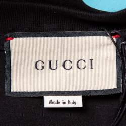 مملوكة مسبقًا تي شيرت غوتشي كبير الحجم قطن مطبوع قناع و شعار الماركة أسود مقاس صغير جداً (اكس سمول)