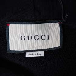 Gucci Black Logo Print Cotton Hooded Sweatshirt XS