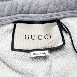 Gucci Grey Logo Print Cotton Joggers XS