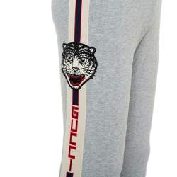 Gucci Grey Logo Print Cotton Joggers XS