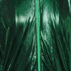 Gucci Green Lame Side Stripe Detail Zip Front Oversized Jacket XS