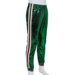 Gucci Green Lamé Side Strip Detail Oversized Joggers XS