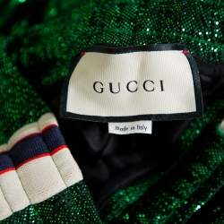 Gucci Green Lamé Side Strip Detail Oversized Joggers XS