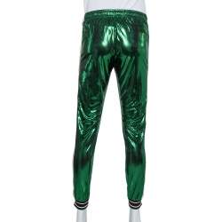 Gucci Green Lamé Side Strip Detail Oversized Joggers XS