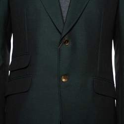 Pre Owned Gucci Bottle Green Wool & Mohair Suit XL
