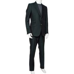 Pre Owned Gucci Bottle Green Wool & Mohair Suit XL