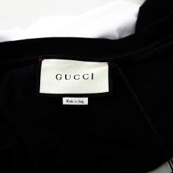 Pre Owned Gucci Black Logo Printed Cotton Oversized Crewneck T-Shirt L