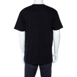 Pre Owned Gucci Black Logo Printed Cotton Oversized Crewneck T-Shirt L