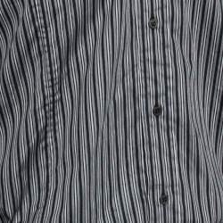 مملوكة مسبقًا Gucci Grey Striped Cotton Body Slim Fitted Shirt L 
