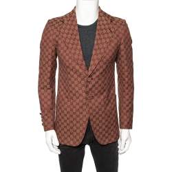 Gucci Burgundy Logo Monogram Cotton Canvas Jacket S
