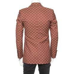 Gucci Burgundy Logo Monogram Cotton Canvas Jacket S
