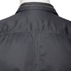 مملوكة مسبقًا قميص غوتشي سكيني فيت قطن وشبك ثلاثي اللون تفاصيل ياقة بسحاب بأكمام قصيرة متوسط - ميديوم (مقاس أوروبي 40)