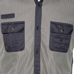 مملوكة مسبقًا قميص غوتشي سكيني فيت قطن وشبك ثلاثي اللون تفاصيل ياقة بسحاب بأكمام قصيرة متوسط - ميديوم (مقاس أوروبي 40)