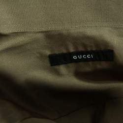 Pre Owned Gucci Olive Green Cotton Button Front Shirt M 