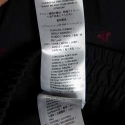 Gucci Navy Blue Wool Contrast Trim & Bees Detailed Gabardine Pants M