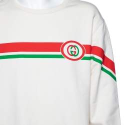 Gucci Ivory Interlocking G Print Cotton Crew Neck Sweatshirt L