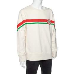 Gucci Ivory Interlocking G Print Cotton Crew Neck Sweatshirt L