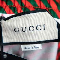 Gucci Red & Green Diagonal Striped Technical Jersey Jogging Pants L