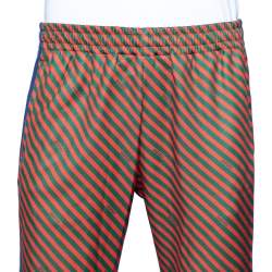 Gucci Red & Green Diagonal Striped Technical Jersey Jogging Pants L