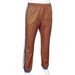Gucci Red & Green Diagonal Striped Technical Jersey Jogging Pants L