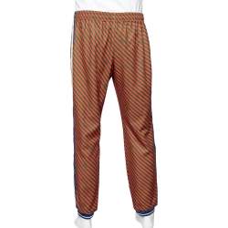 Gucci Red & Green Diagonal Striped Technical Jersey Jogging Pants L
