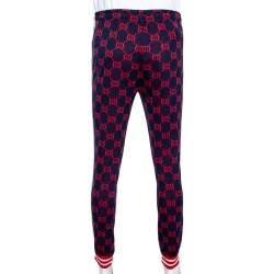 Gucci Blue GG Supreme Jacquard Jersey Web Stripe Trimmed Joggers M