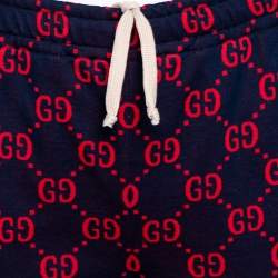 Gucci Blue GG Supreme Jacquard Jersey Web Stripe Trimmed Joggers M
