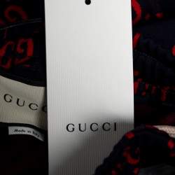 Gucci Blue GG Supreme Jacquard Jersey Web Stripe Trimmed Joggers M