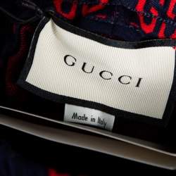 Gucci Blue GG Supreme Jacquard Jersey Web Stripe Trimmed Joggers M