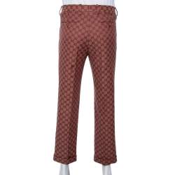 مملوكة مسبقًا Gucci Burgundy GG Jacquard Slim Fit Trousers S