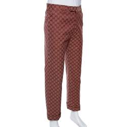 مملوكة مسبقًا Gucci Burgundy GG Jacquard Slim Fit Trousers S