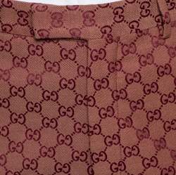 مملوكة مسبقًا Gucci Burgundy GG Jacquard Slim Fit Trousers S
