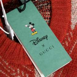 Gucci x Disney Orange All Over Mickey Mouse Crew Neck Knit Sweater XS