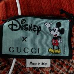 Gucci x Disney Orange All Over Mickey Mouse Crew Neck Knit Sweater XS
