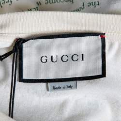 Gucci Cream Cotton Manifesto Mask Printed Crew Neck T-Shirt XS