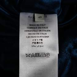Gucci Blue & Red Satin & Knit Logo Trimmed Reversible Bomber Jacket M