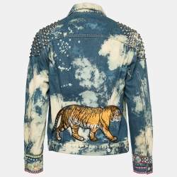 Gucci Blue Washed Denim Studded Button Front Jacket S