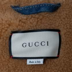 Gucci Blue Denim & Shearling Logo Patched Denim Jacket XL