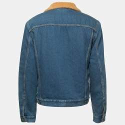 Gucci Blue Denim & Shearling Logo Patched Denim Jacket XL