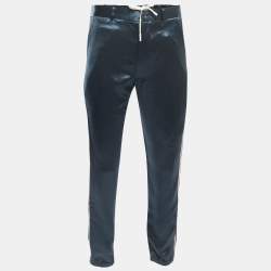 Gucci Dark Green Satin Web Stripe Detail Relaxed Trousers S