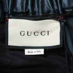 Gucci Dark Green Satin Web Stripe Detail Relaxed Trousers S