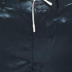 Gucci Dark Green Satin Web Stripe Detail Relaxed Trousers S