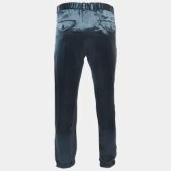 Gucci Dark Green Satin Web Stripe Detail Relaxed Trousers S
