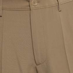 Pre Owned Gucci Khaki Wool Straight Fit Trousers M