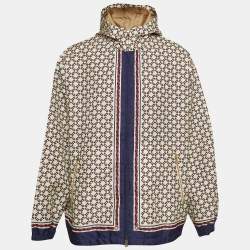 Gucci Love Parade Cream Geometric GG Print Nylon Windbreaker Jacket XL