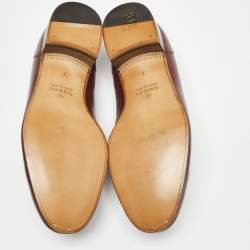 Gucci Burgundy Leather Web Slip On Loafers Size 41