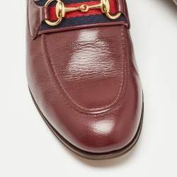 Gucci Burgundy Leather Web Slip On Loafers Size 41